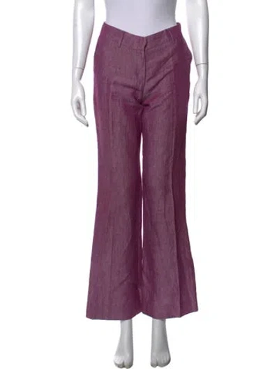 Pre-owned Etro Linen Flared Pants In Purple