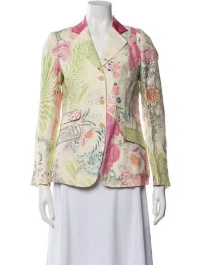 Pre-owned Etro Linen Floral Print Blazer In Multi