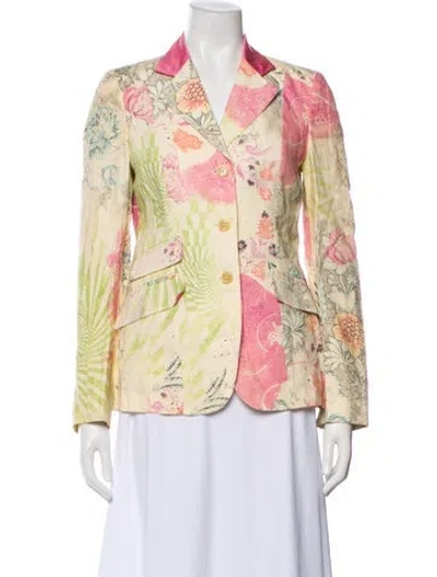 Pre-owned Etro Linen Floral Print Blazer In Multi