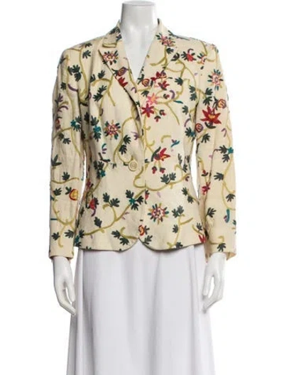 Pre-owned Etro Linen Floral Print Blazer In Neutral