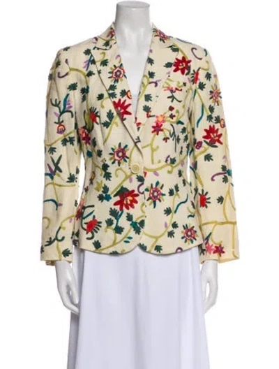 Pre-owned Etro Linen Floral Print Blazer In Neutral
