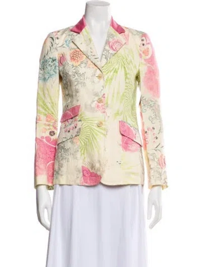 Pre-owned Etro Linen Floral Print Blazer In Neutral