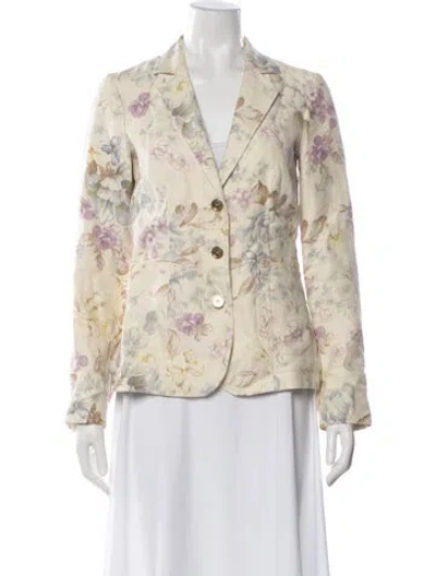 Pre-owned Etro Linen Floral Print Blazer In Neutral