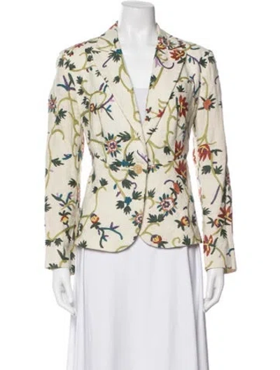 Pre-owned Etro Linen Floral Print Blazer In Neutrals