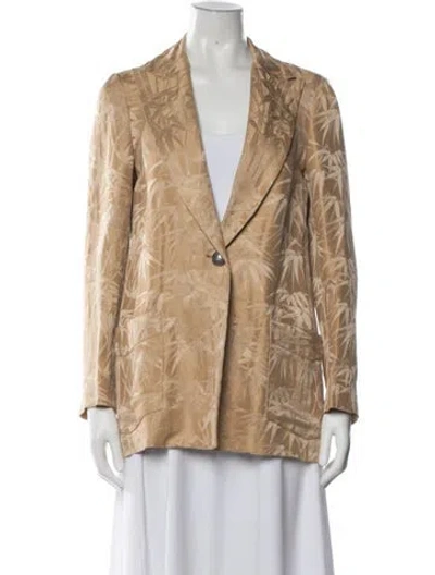 Pre-owned Etro Linen Floral Print Blazer In Neutrals