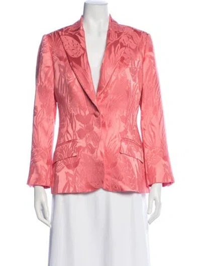 Pre-owned Etro Linen Floral Print Blazer In Pink