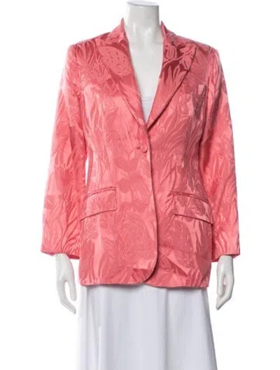 Pre-owned Etro Linen Floral Print Blazer In Pink