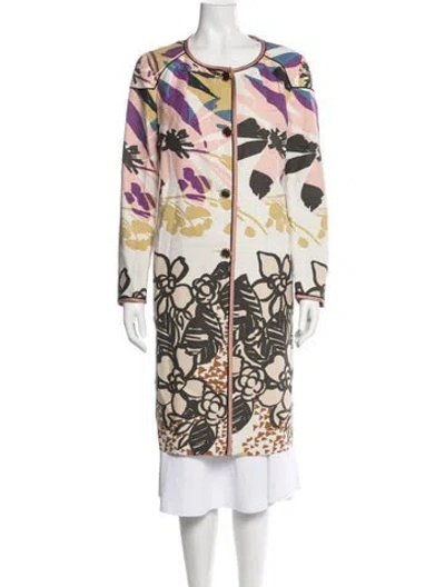Pre-owned Etro Linen Floral Print Coat In Neutral
