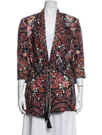 Pre-owned Etro Linen Floral Print Jacket In Red