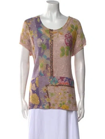 Pre-owned Etro Linen Floral Print Sweater In Neutral