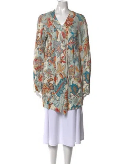 Pre-owned Etro Linen Floral Print Sweater In Neutrals