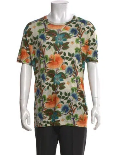 Pre-owned Etro Linen Floral Print T-shirt In Neutral