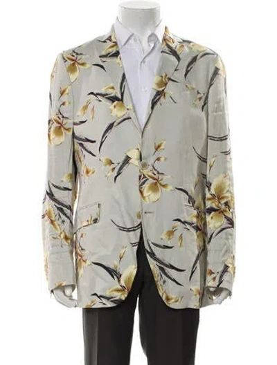 Pre-owned Etro Linen Floral Print Windbreaker In Neutral