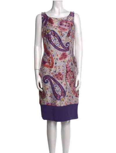 Pre-owned Etro Linen Knee-length Dress In Purple