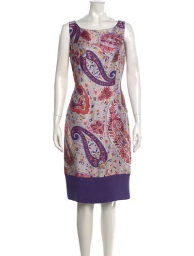 Pre-owned Etro Linen Knee-length Dress In Purple
