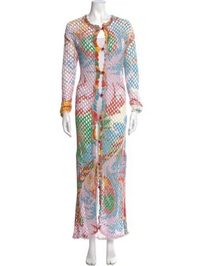 Pre-owned Etro Linen Long Dress W/ Tags In Blue