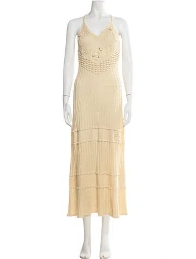 Pre-owned Etro Linen Long Dress In Yellow