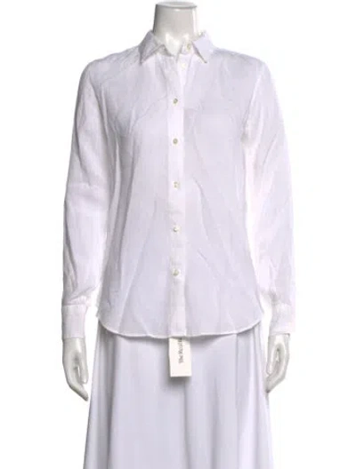 Pre-owned Etro Linen Long Sleeve Button-up Top In White