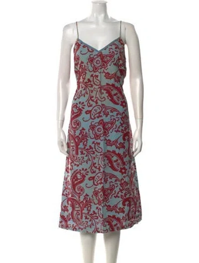 Pre-owned Etro Linen Midi Length Dress In Multi