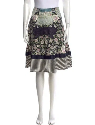 Pre-owned Etro Linen Midi Length Skirt In Black