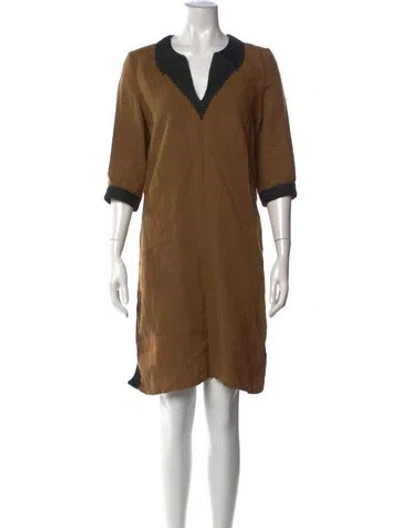 Pre-owned Etro Linen Mini Dress In Brown
