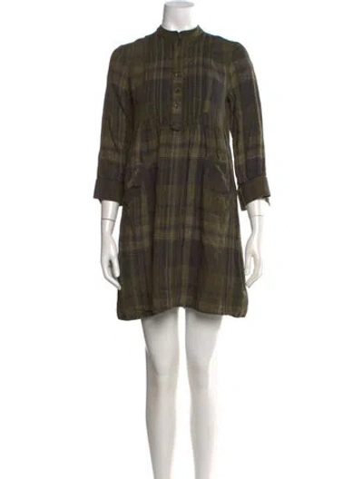 Pre-owned Etro Linen Mini Dress In Green