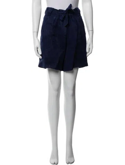 Pre-owned Etro Linen Mini Shorts In Blue/white