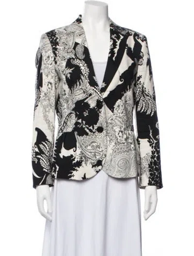 Pre-owned Etro Linen Paisley Print Blazer In Black/white