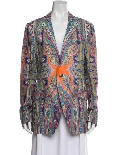 Pre-owned Etro Linen Paisley Print Blazer In Multi