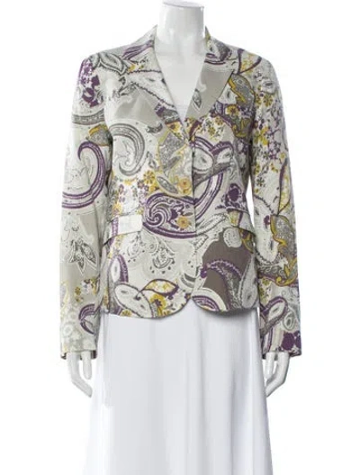 Pre-owned Etro Linen Paisley Print Blazer In Neutral