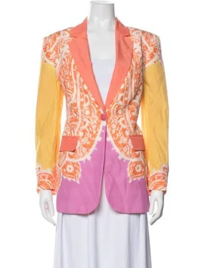 Pre-owned Etro Linen Paisley Print Blazer In Orange
