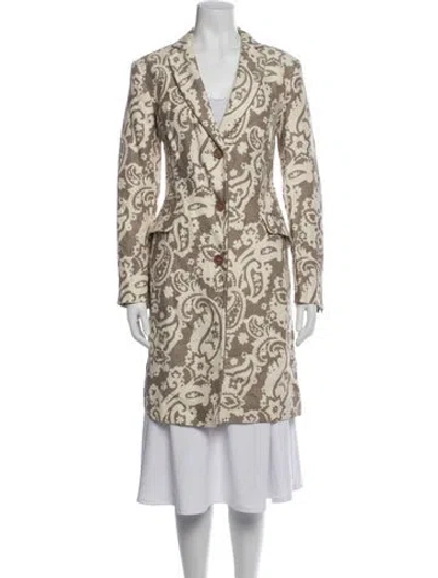 Pre-owned Etro Linen Paisley Print Coat In Neutrals