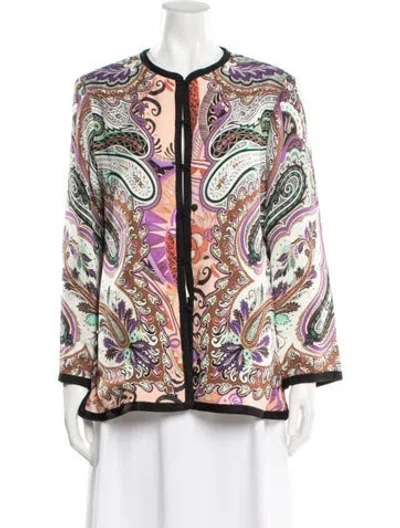 Pre-owned Etro Linen Paisley Print Evening Jacket In Black