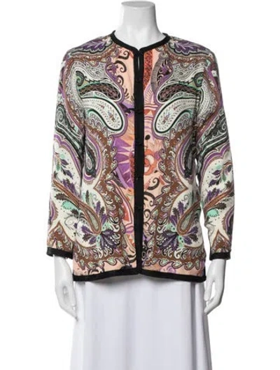 Pre-owned Etro Linen Paisley Print Jacket In Black