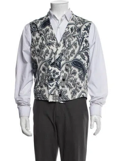 Pre-owned Etro Linen Paisley Print Suit Vest In Multicolor