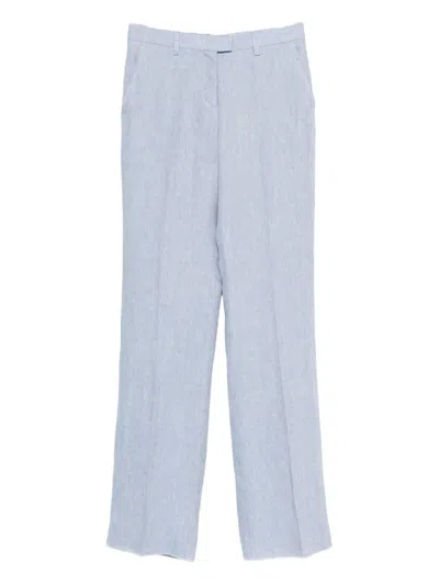 Etro Linen Pants In Blue