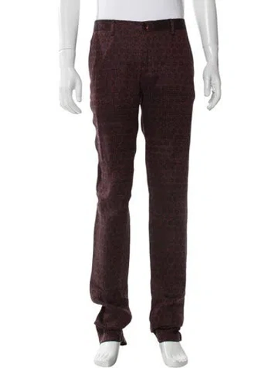 Pre-owned Etro Linen Pants In Burgundy