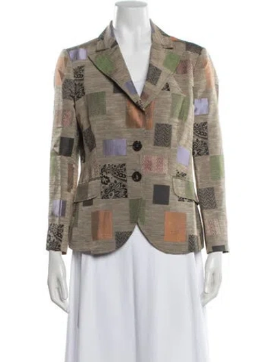Pre-owned Etro Linen Patterned Blazer In Neutrals