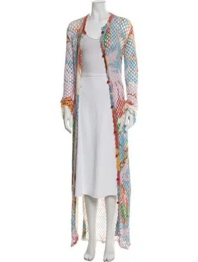 Pre-owned Etro Linen Patterned Coat In Blue