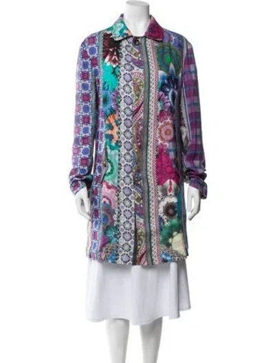 Pre-owned Etro Linen Patterned Coat In Multicolor