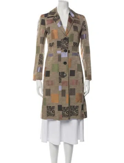 Pre-owned Etro Linen Patterned Coat In Neutrals
