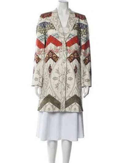Pre-owned Etro Linen Patterned Coat In Neutrals