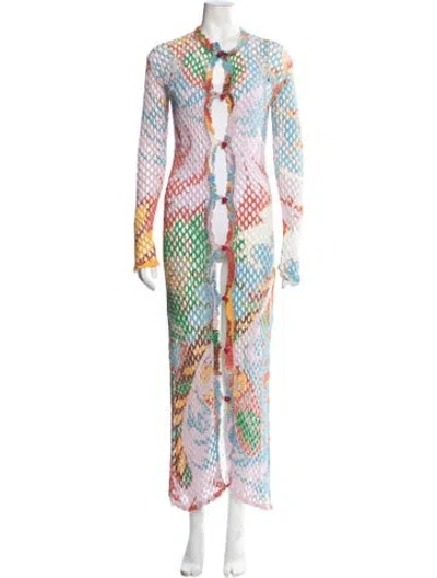 Pre-owned Etro Linen Patterned Robe In Blue