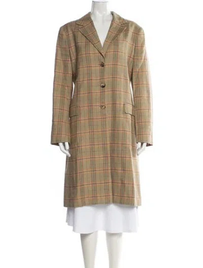 Pre-owned Etro Linen Plaid Print Blazer In Green