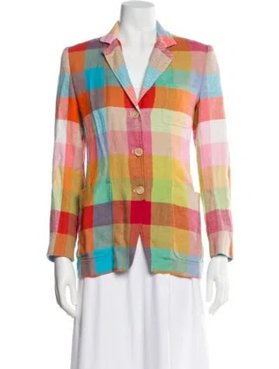 Pre-owned Etro Linen Plaid Print Blazer In Multi
