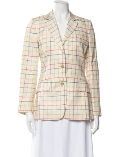 Pre-owned Etro Linen Plaid Print Blazer In Neutral