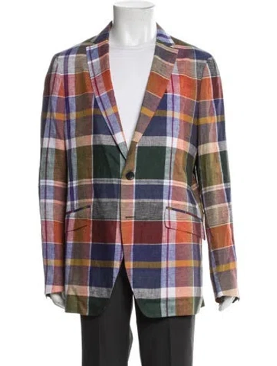 Pre-owned Etro Linen Plaid Print Jacket In Multi