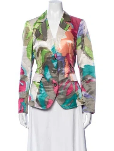 Pre-owned Etro Linen Printed Blazer In Green/purple
