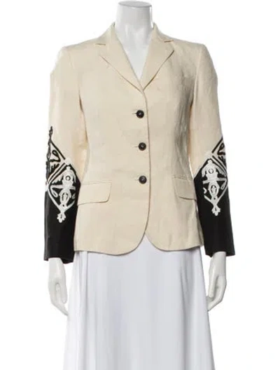 Pre-owned Etro Linen Printed Blazer In Neutral