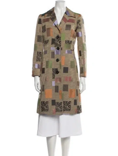 Pre-owned Etro Linen Printed Coat In Neutrals